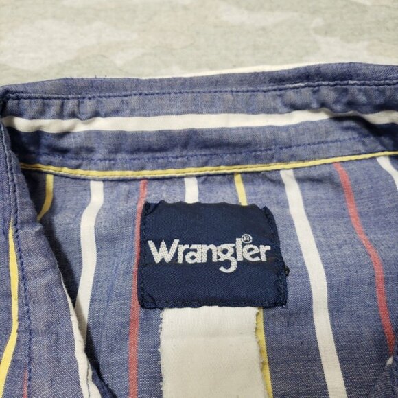 Wrangler Shirt Mens XL Blue Pockets Pearl Snap Long Sleeve Rodeo Cowboy Western - Picture 11 of 16